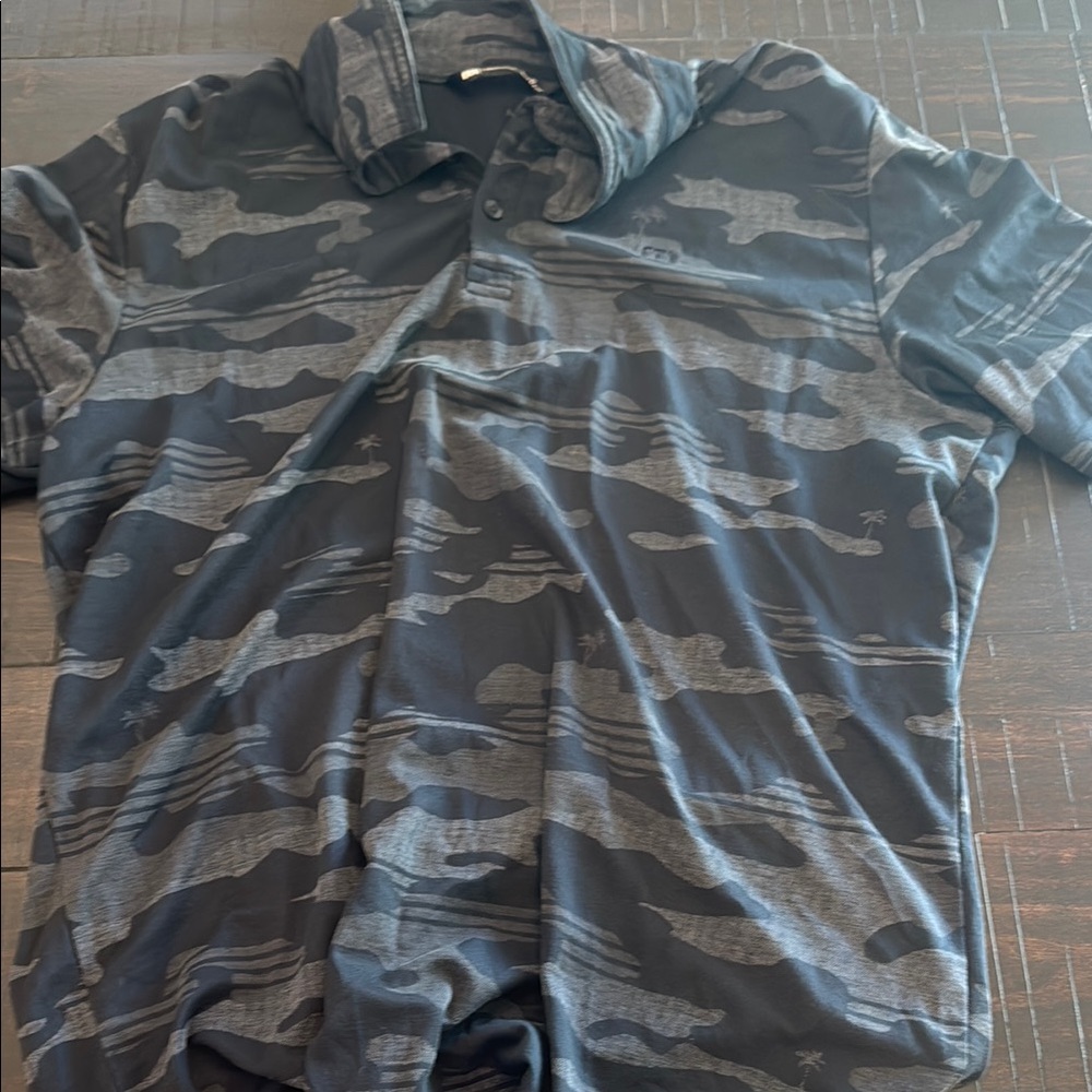 Travis Mathew Black and Gray Camouflage Polo Shirt
